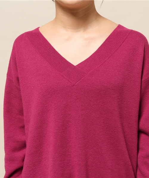 ELFORBR（エルフォーブル）の「ウール混深Vネックニットプルオーバー（ニット/セーター・レディース・ホワイト/グレー/ピンク・MEDIUM）」の16枚目の写真