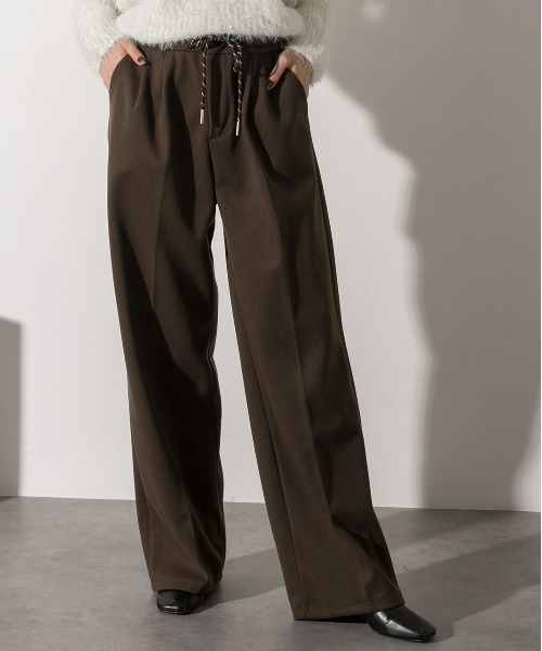 ad thie（アドティエ）の「ウエストコード タックパンツ（スラックス・レディース・ブラウン/オフホワイト/ブラック・FREE）」の10枚目の写真