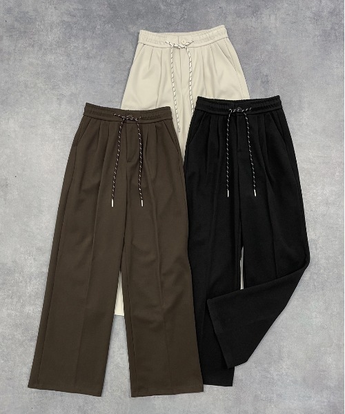 ad thie（アドティエ）の「ウエストコード タックパンツ（スラックス・レディース・ブラウン/オフホワイト/ブラック・FREE）」の16枚目の写真