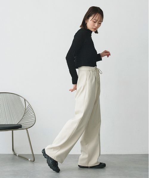 ad thie（アドティエ）の「ウエストコード タックパンツ（スラックス・レディース・ブラウン/オフホワイト/ブラック・FREE）」の19枚目の写真