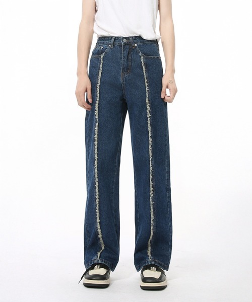 CORPUS TOKYO（コーパス トーキョー）の「フリンジセンターラインデニム（デニムパンツ・メンズ・ライトインディゴブルー/ブラック/ブルー・1/2/3/4）」の3枚目の写真