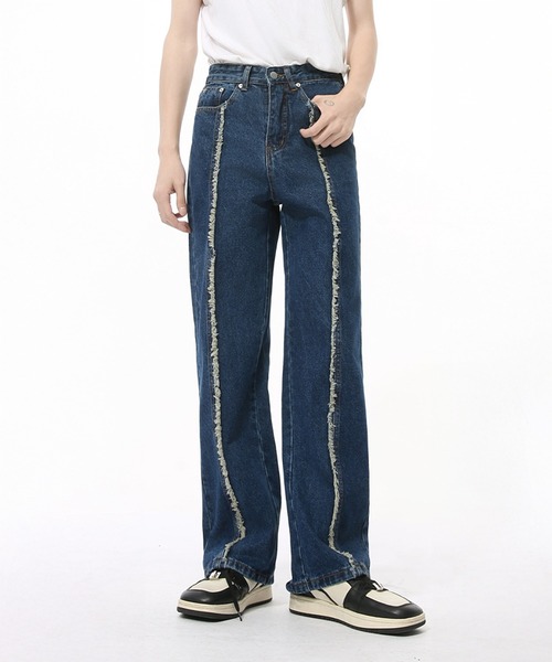 CORPUS TOKYO（コーパス トーキョー）の「フリンジセンターラインデニム（デニムパンツ・メンズ・ライトインディゴブルー/ブラック/ブルー・1/2/3/4）」の7枚目の写真
