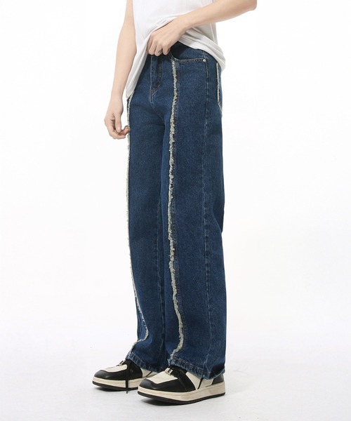 CORPUS TOKYO（コーパス トーキョー）の「フリンジセンターラインデニム（デニムパンツ・メンズ・ライトインディゴブルー/ブラック/ブルー・1/2/3/4）」の8枚目の写真