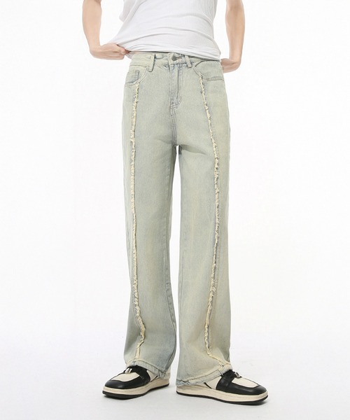 CORPUS TOKYO（コーパス トーキョー）の「フリンジセンターラインデニム（デニムパンツ・メンズ・ライトインディゴブルー/ブラック/ブルー・1/2/3/4）」の12枚目の写真