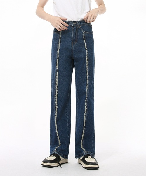 CORPUS TOKYO（コーパス トーキョー）の「フリンジセンターラインデニム（デニムパンツ・メンズ・ライトインディゴブルー/ブラック/ブルー・1/2/3/4）」の10枚目の写真