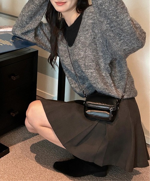 aimoha(アイモハ)の「レイヤードデザインニットトップス(ニット/セーター・レディース・レッド/ダークグレー/ベージュ/ネイビー/グレー・FREE)」の21枚目の写真