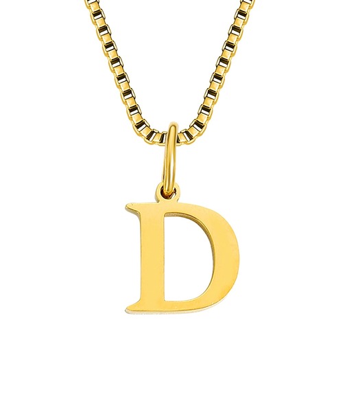 BROTHERHOOD（ブラザーフッド）の「【earyear】Block Letter Initial Charm Necklace 「Gold：サージカルステンレス316L+14Kメッキ」（ネックレス・レディース・K/B/A/W/V/Z/Y/C/J/O/N/M/R/Q/P/U/T/S/X/F/E/D/I/H/G/L・FREE）」の4枚目の写真
