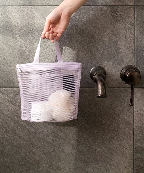CALIFORNIA OUTFITTERS（カリフォルニア アウトフィッターズ）の「3-11E25 トラベル メッシュ ハンドバッグ ポーチ 旅行 ジム サウナ（バス/トイレグッズ・レディース・ネイビー/パープル/ホワイト/グリーン・ONESIZE）」の4枚目の写真