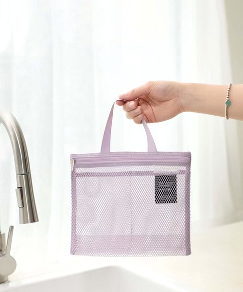 CALIFORNIA OUTFITTERS（カリフォルニア アウトフィッターズ）の「3-11E25 トラベル メッシュ ハンドバッグ ポーチ 旅行 ジム サウナ（バス/トイレグッズ・レディース・ネイビー/パープル/ホワイト/グリーン・ONESIZE）」の7枚目の写真