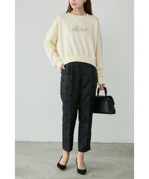 M.deux(エムドゥ)の「~フロッキードット柄パンツ~(スラックス・レディース・ブラック/オフホワイト・MEDIUM)」の9枚目の写真