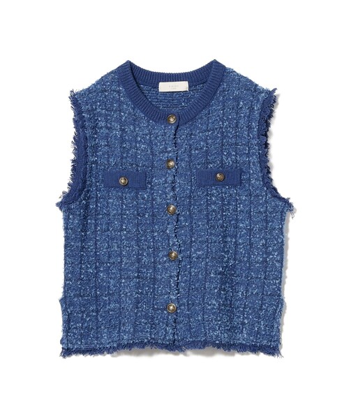 B:MING by BEAMS(ビーミングバイビームス)の「ツイード ニット ベスト 25SS(ベスト・レディース・ブラック/ホワイト系その他5/ブルー・ONE SIZE)」の7枚目の写真