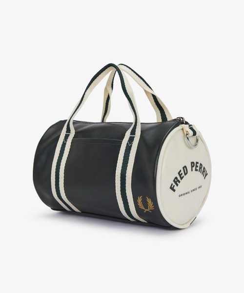 フレッドペリー　Classic Mini Barrel Bag ミニバレルバッグ Textured Nylon Backpack - Black | Men's Bags | Men's