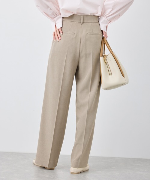 花粉ガード】クリアツイル2タックストレートパンツ/セレモニー・通勤  