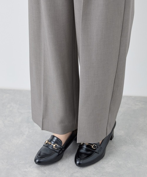 花粉ガード】クリアツイル2タックストレートパンツ/セレモニー・通勤  