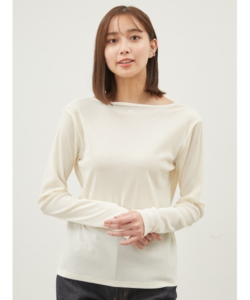 Mila Owen（ミラオーウェン）の「フロッキーメッシュT【手洗い可能】（Tシャツ/カットソー・レディース・イエロー/ブラック/アイボリー/ピンク・1/0）」の7枚目の写真