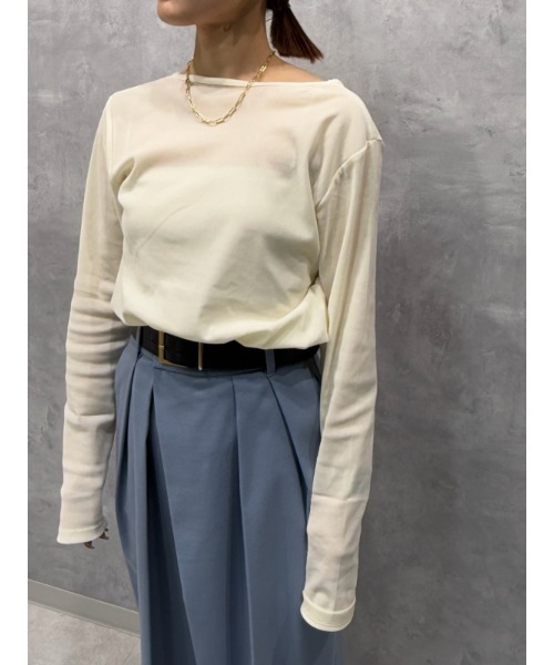 Mila Owen（ミラオーウェン）の「フロッキーメッシュT【手洗い可能】（Tシャツ/カットソー・レディース・イエロー/ブラック/アイボリー/ピンク・1/0）」の21枚目の写真