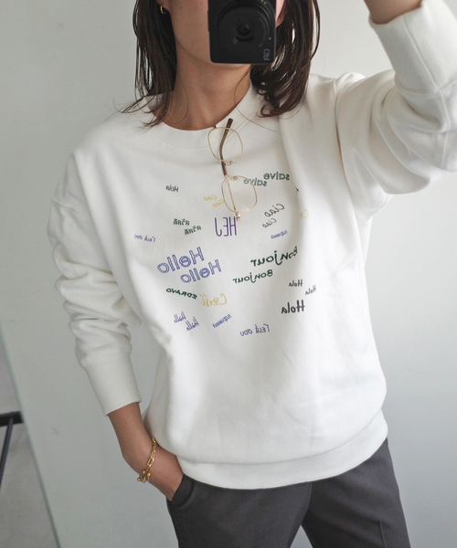 ＋81BRANCA（ハチイチブランカ）の「+81BRANCA/ハチイチブランカ SLOBE別注 HELLO スウェット（スウェット・レディース・ライトグレー/ホワイト・FREE）」の15枚目の写真