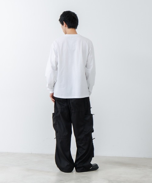 OUTDOOR EXCHANGE（アウトドアエクスチェンジ）の「【OUTDOOR EXCHANGE/アウトドアエクスチェンジ】ウェーブプリントクルーネックロンT オーバーサイズ（Tシャツ/カットソー・メンズ・ホワイト/ブラック・MEDIUM/LARGE）」の19枚目の写真