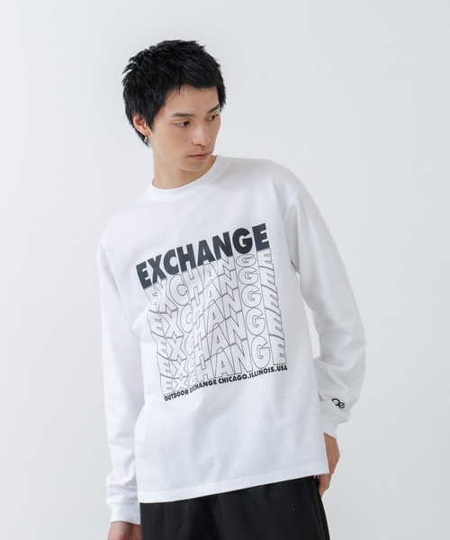 OUTDOOR EXCHANGE（アウトドアエクスチェンジ）の「【OUTDOOR EXCHANGE/アウトドアエクスチェンジ】ウェーブプリントクルーネックロンT オーバーサイズ（Tシャツ/カットソー・メンズ・ホワイト/ブラック・MEDIUM/LARGE）」の20枚目の写真