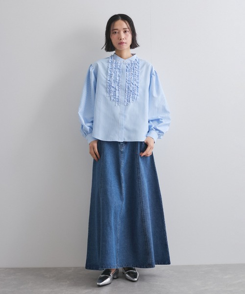VICKY（ビッキー）の「デニム切り替えフレアスカート≪手洗い可能≫（デニムスカート・レディース・ライトブルー/ブルー/ライトグレー・M）」の5枚目の写真