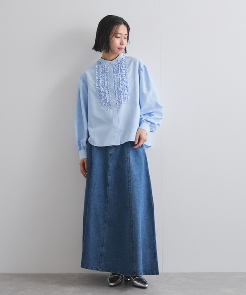 VICKY（ビッキー）の「デニム切り替えフレアスカート≪手洗い可能≫（デニムスカート・レディース・ライトブルー/ブルー/ライトグレー・M）」の6枚目の写真