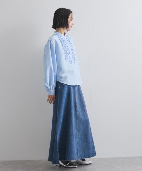 VICKY（ビッキー）の「デニム切り替えフレアスカート≪手洗い可能≫（デニムスカート・レディース・ライトブルー/ブルー/ライトグレー・M）」の8枚目の写真