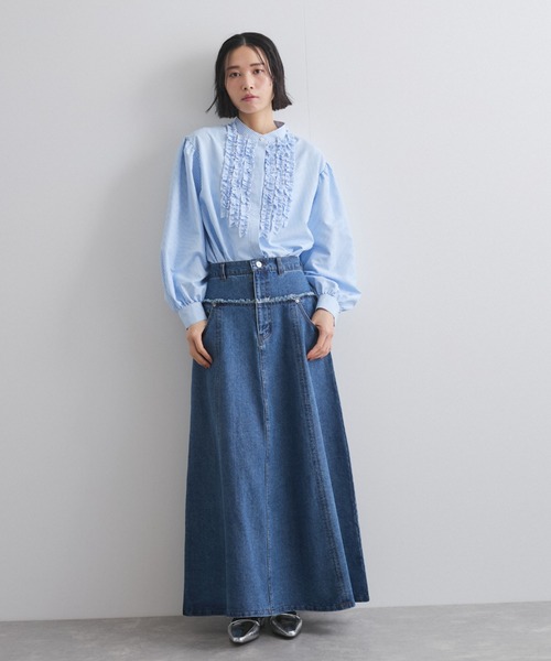 VICKY（ビッキー）の「デニム切り替えフレアスカート≪手洗い可能≫（デニムスカート・レディース・ライトブルー/ブルー/ライトグレー・M）」の10枚目の写真
