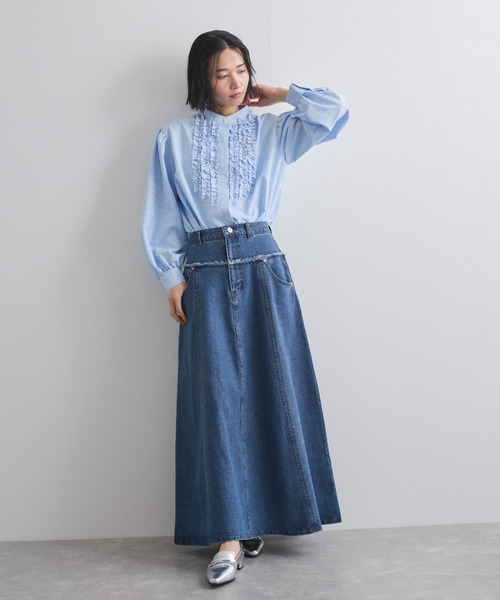 VICKY（ビッキー）の「デニム切り替えフレアスカート≪手洗い可能≫（デニムスカート・レディース・ライトブルー/ブルー/ライトグレー・M）」の11枚目の写真