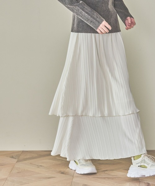 LAKOLE（ラコレ）の「プリーツティアードスカート / 319092（スカート・レディース・ブラック/グレー/オフホワイト/イエロー・FREE）」の13枚目の写真