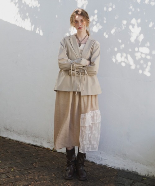 idem（イデム）の「lace up docking onepiece／レースアップドッキングワンピース（ワンピース・レディース・ベージュ/テラコッタ・FREE）」の11枚目の写真