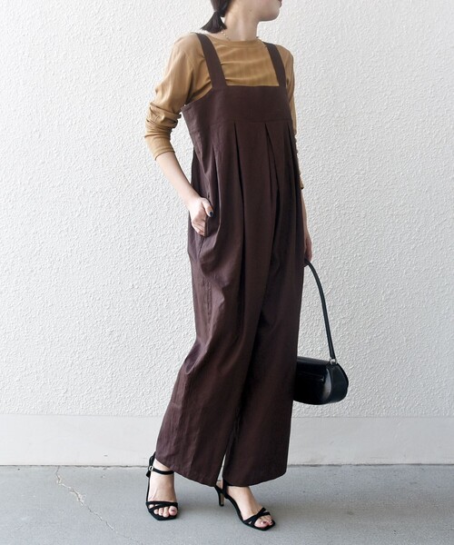 SHIPS any(シップス エニィ)の「SHIPS any:〈洗濯機可能〉リネン ミックス タック ワイド サロペット(サロペット/オーバーオール・レディース・ブラウン/ネイビー・ONE SIZE)」の18枚目の写真