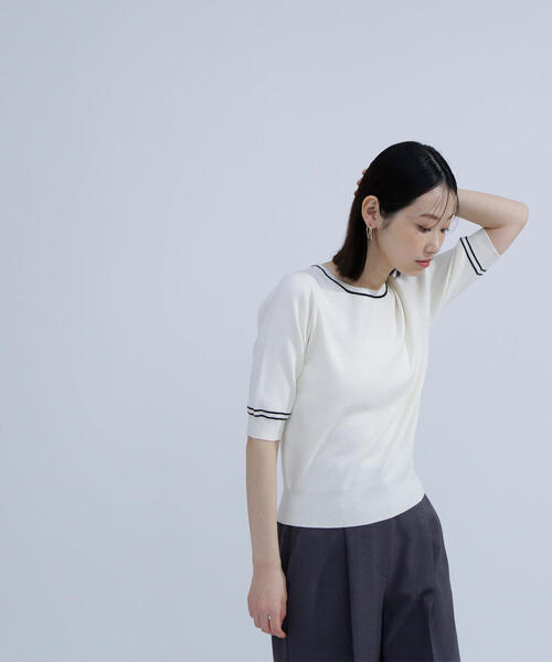 NATURAL BEAUTY BASIC（ナチュラルビューティーベーシック）の「◇総針ベーシックシリーズ クルーネックニット（ニット/セーター・レディース・ベージュ系その他/ホワイト系その他/ブルー系その他6/グリーン系その他6・FREE）」の7枚目の写真