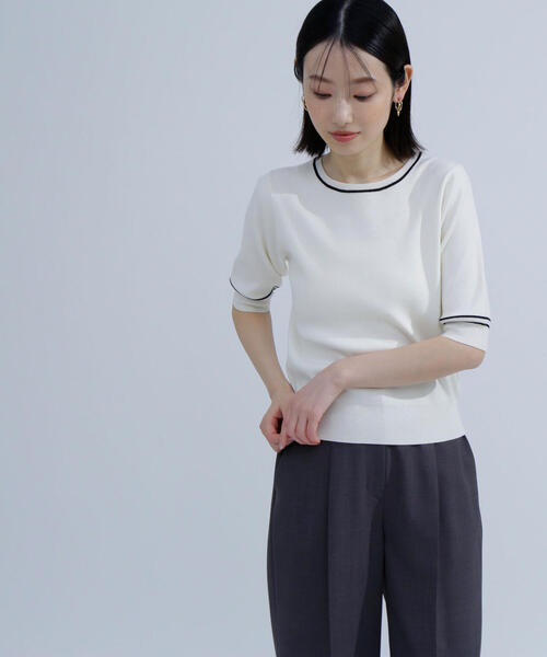 NATURAL BEAUTY BASIC（ナチュラルビューティーベーシック）の「◇総針ベーシックシリーズ クルーネックニット（ニット/セーター・レディース・ベージュ系その他/ホワイト系その他/ブルー系その他6/グリーン系その他6・FREE）」の9枚目の写真