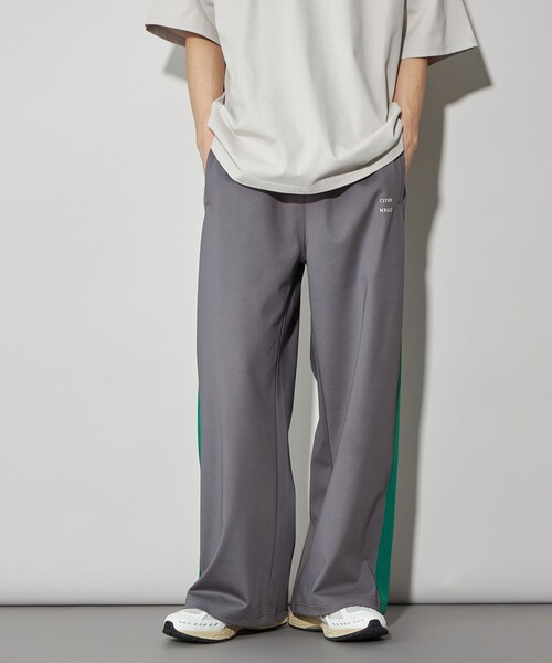 関税送料込【Courreges】ワイドレッグトラックパンツ KOBE LETTUCE スラックス パンツ ツータックワイドパンツ