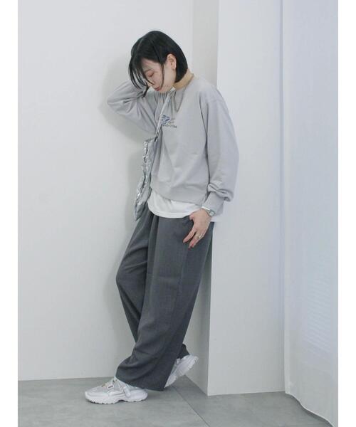 Samansa Mos2 blue(サマンサモスモスブルー)の「ハイウエストワイドパンツ(その他パンツ・レディース・ブラック/カーキ/グレー/キナリ・F)」の9枚目の写真