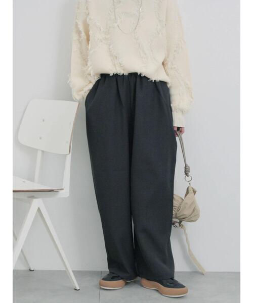 Samansa Mos2 blue(サマンサモスモスブルー)の「ハイウエストワイドパンツ(その他パンツ・レディース・ブラック/カーキ/グレー/キナリ・F)」の11枚目の写真