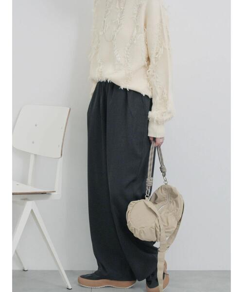 Samansa Mos2 blue(サマンサモスモスブルー)の「ハイウエストワイドパンツ(その他パンツ・レディース・ブラック/カーキ/グレー/キナリ・F)」の12枚目の写真