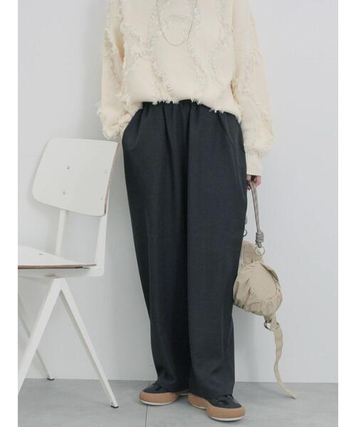 Samansa Mos2 blue(サマンサモスモスブルー)の「ハイウエストワイドパンツ(その他パンツ・レディース・ブラック/カーキ/グレー/キナリ・F)」の13枚目の写真