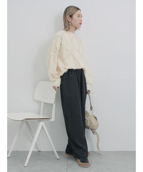 Samansa Mos2 blue(サマンサモスモスブルー)の「ハイウエストワイドパンツ(その他パンツ・レディース・ブラック/カーキ/グレー/キナリ・F)」の14枚目の写真