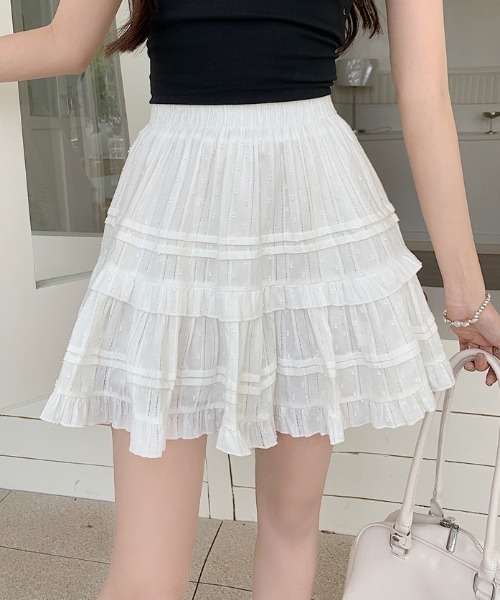 Vipoa(ヴィポア)の「フリルミニスカート(スカート・レディース・ホワイト/ブラック・FREE)」の3枚目の写真