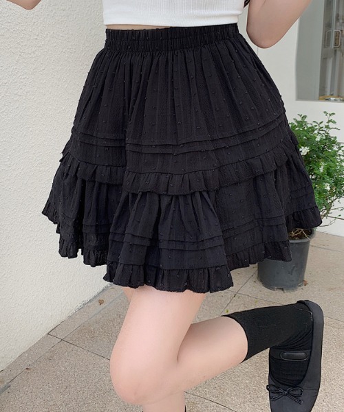 Vipoa(ヴィポア)の「フリルミニスカート(スカート・レディース・ホワイト/ブラック・FREE)」の14枚目の写真