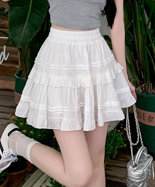Vipoa(ヴィポア)の「フリルミニスカート(スカート・レディース・ホワイト/ブラック・FREE)」の4枚目の写真