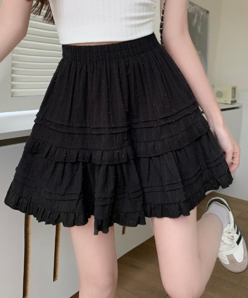 Vipoa(ヴィポア)の「フリルミニスカート(スカート・レディース・ホワイト/ブラック・FREE)」の12枚目の写真