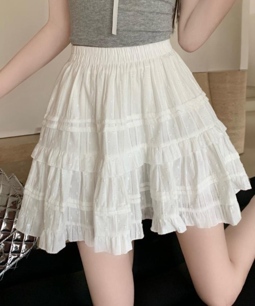 Vipoa(ヴィポア)の「フリルミニスカート(スカート・レディース・ホワイト/ブラック・FREE)」の7枚目の写真