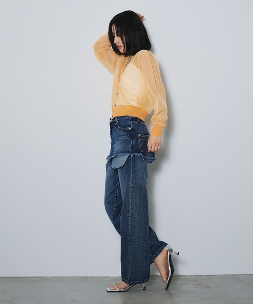 ELLEgirl（エルガール）の「アウトポケットレイヤードデニム【ELLEgirl/エルガール】（デニムパンツ・レディース・ブラック/インディゴブルー・S/M/L）」の16枚目の写真