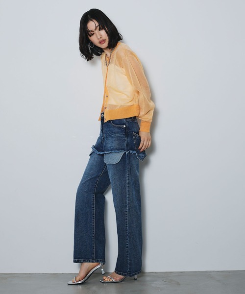 ELLEgirl（エルガール）の「アウトポケットレイヤードデニム【ELLEgirl/エルガール】（デニムパンツ・レディース・ブラック/インディゴブルー・S/M/L）」の17枚目の写真