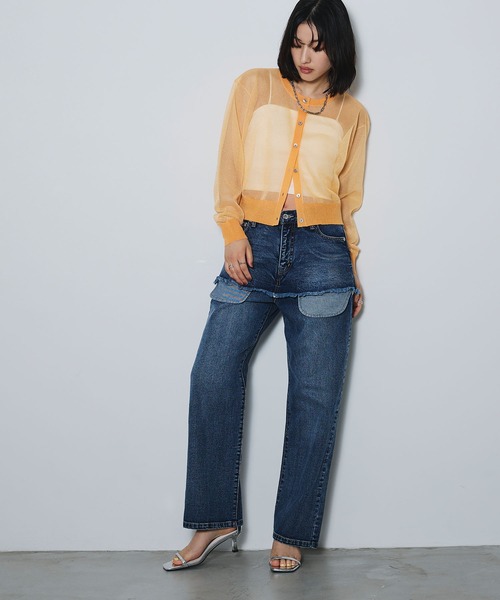 ELLEgirl（エルガール）の「アウトポケットレイヤードデニム【ELLEgirl/エルガール】（デニムパンツ・レディース・ブラック/インディゴブルー・S/M/L）」の15枚目の写真