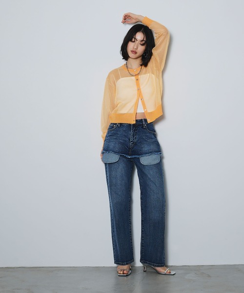 ELLEgirl（エルガール）の「アウトポケットレイヤードデニム【ELLEgirl/エルガール】（デニムパンツ・レディース・ブラック/インディゴブルー・S/M/L）」の19枚目の写真