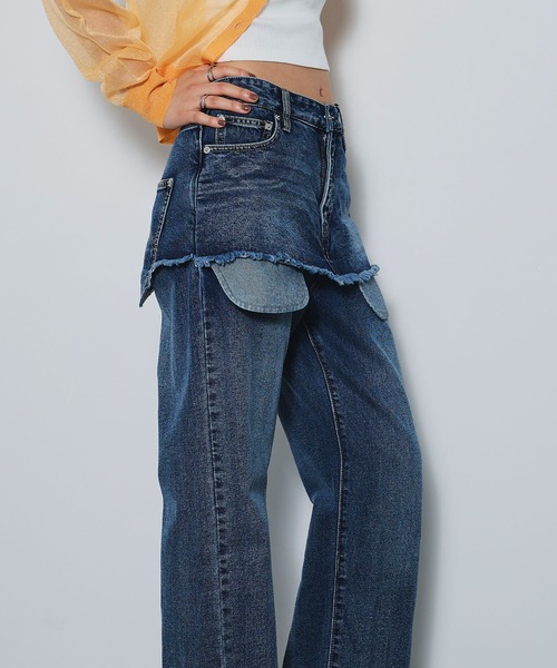 ELLEgirl（エルガール）の「アウトポケットレイヤードデニム【ELLEgirl/エルガール】（デニムパンツ・レディース・ブラック/インディゴブルー・S/M/L）」の20枚目の写真