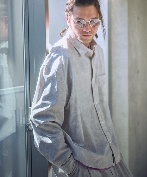 ADAM PATEK（アダムパテック）の「ADAMPATEK/uneven dyeing shirt/ムラ染めプリント長袖シャツ(AP2515002)（シャツ/ブラウス・レディース・ブラック/グレー/ホワイト・1/2）」の2枚目の写真